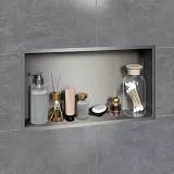 VILSTEIN Wandnische Dusche 30x60 cm [ROSTFREI] - Randlose Nische - Wandnische Silber - Einbauregal für Dusche im Aufputz - Duschnische aus Edelstahl - Versenkte Duschnische für das Badezimmer