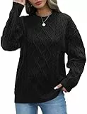 CMTOP Pullover Damen Winter Langarm Strickpullover Warm Lässige Winterpullover Rundhals Oversize Grobstrick Pulli Elegante Weich Bequem Jumper Sweater Lose Tops