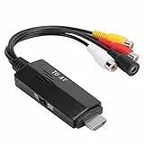 KIMISS HDMI zu AV Konverter,Av zu Hdmi Splitter Soundbar 3 Buchse Cinch zu Stecker Hdmi Schwarz PVC für Hdmi zu Av 1080P Hd Konverter Adapterkabel Stecker auf Buchse für TV VCR DVD