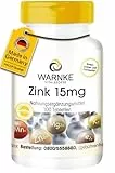 Zink 15 mg - 100 Tabletten, organische Form als Zinkgluconat, Spurenelement, vegan | Warnke Vitalstoffe - Deutsche Apothekenqualität