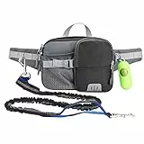 DONGKER Hunde Joggingleine, Freihandleinen Jogging Hundeleine mit Reflektierende Nähte, Bauchgurt und kotbeutelspender zum Joggen, Radfahren, Laufen, Gehen