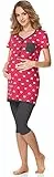 Bellivalini Damen Umstands Pyjama mit Stillfunktion BLV50-126 (Rosa Herzen/Graphite, M)