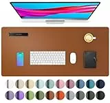 Aothia Schreibtischunterlage,Mauspad mit Leder und Rutchfeste Wildleder,Multifunktionales Office Mousepad Laptop Schreibunterlage,Tisch-Schutz Unterlage für Büro/Home(80x40cm, Braun)