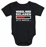 MoonWorks lustiger Baby-Body Windel wird beladen Bio-Baumwolle kurzarm Aufdruck schwarz 0-3 Monate