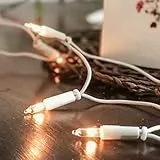 hellum Lichterkette innen strombetrieben, mini Lichterkette 50er Birnen klare warme Lichter, beleuchtete 7,35m, Kabel weiß 50 Lichter mit Stecker für Weihnachten 835083