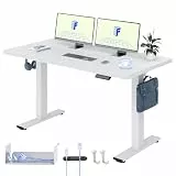 FLEXISPOT Höhenverstellbarer Schreibtisch 140×80cm, mit Haken und 25mm EINTEILIGER Tischplatte, ergonomischer Schreibtisch mit LED-Höhenanzeige und Memory-Funktion (Weiß, Weiß)