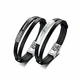 Generic personalisiertes paar armbänder, inspirierender unisex schmuck, zweilagiges pu lederarmband, passendes set für weihnachten, jubiläum, hochzeit, geburtstag, valentinstag, edelstahl,