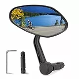 Arkham Fahrradspiegel für Lenker, HD Auto-Grad Glas Lenkerende Fahrradspiegel für Lenker Oval Rückspiegel Multi-Winkel verstellbar, Universal für E-Bike (1 Stück)