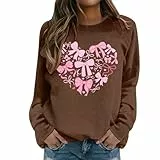 Generisch Lässiges Langarm-Sweatshirt mit Rundhalsausschnitt, modisches, locker geschnittenes Pullover-Top für sportliche Freizeitkleidung (Brown, XXL)