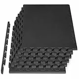 ProsourceFit Weaved Pattern Extra Thick Exercise Puzzle Mat 1-inch, EVA Foam Interlocking Tiles for Protective, Cushioned Flooring for Home and Gym Equipment; Black, 24 SQ FT, 6 Tiles