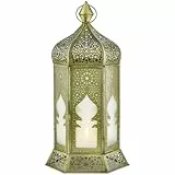 Orientalische Laterne Louay Deko aus Metall und Glas in Weiß 40 cm