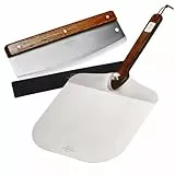 SILBERTHAL Pizzaschieber Set 30cm 2tlg - Mit Profi Pizzaschneider - Zubehör Set aus Edelstahl mit Akazienholz - Ideal für Pizza, Brote und Kuchen im Heimofen - Spülmaschinenfest - Pizza Accessories