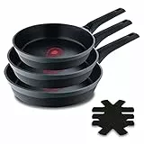 MasterPRO Gastro Reeco | Set of 3 Frying Pans with 20, 24 and 28 cm Diameter | Heatdot | Recycled Cast Aluminium | Non-Stick Coating | Soft Touch Handle | For All Cooking Environments and Hobs
