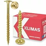 KLIMAS Holzschrauben Torx - Tellerkopfschrauben TX Gelb Schrauben - Flachkopfschrauben Holz - Tellerkopf - Schrauben Set Torx - Holzschrauben Set Dachkonstruktion Schrauben - 8x240 mm - 50 Stück