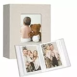 Vienrose Fotoalben Klein 10x15 Fotos 2 Pack Leinen Cover mit Frontfenster, Einsteckalbum 50 Seiten mit 100 Fotos, für Baby Hochzeit Reize, Aufbewahrung von Kunstwerken oder Postkarten ，Beige