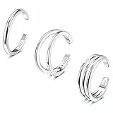 ORAZIO 3PCS 925 Sterling Silber Zehenringe für Frauen Einstellbare Offene Zehenringe Cubic Zirconia Band Zehenring Set Sommer Strand Fuß Schmuck Set