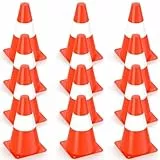 Pylonen 23cm, 12 Stück Stapelbare Warnkegel, Verkehrshütchen Markierungskegel für Outdoor Aktivitäten und Festliche Veranstaltungen, Pylonen Kinder für Fußball, Sport & Hundetraining