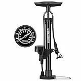 VOGORA Fahrradpumpe alle Ventile, Luftpumpe Fahrrad Französische Ventile mit Manometer, Fahrrad zubehör Pumpe Luft Standpumpe für Ball