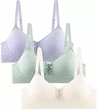 Adigau Mädchen BH 3er-Pack Ohne Bügel Trainings Bra Trägertop Teenager Bra Sport-BH mit Verstellbarem Schultergurt B2 80A