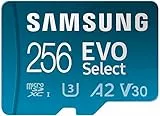 Samsung EVO Select Plus Micro-SD-Speicherkarte + Adapter, 256 GB microSDXC 130 MB/s Full HD & 4K UHD, UHS-I, U3, A2, V30, erweiterter Speicher für Telefon, Gaming, Tablet, MB-ME256KA/AM