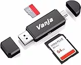 Vanja SD Kartenleser, Micro USB zu Micro SD Card Reader Adapter, Kartenlesegerät für SDXC, SDHC, MicroSD, TF, UHS-I Karten, unterstützt PC/Laptop/Handy/Kamera