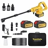 Traumheim Akku Hochdruckreiniger, 17PCS 8000mAh Max 68 Bar Kabelloser Hochdruckreinige mit 6-in-1 Düse und 180° Drehbare Düse, Tragbarer Mobiler Hochdruckreiniger für Autos, Fahrrad, Terrase, Gärten
