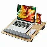 FLYCITY Laptop-Schreibtisch für Laptops bis zu 15,6 Zoll (39,6 cm), mit Kissen und Handgelenkpolster, tragbarer Computer-Ständer mit Tablet- und Handy-Halterung, leicht zu transportierender