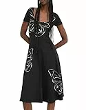 Desigual Damen Woman Knit Short Sleeve Dress, Schwarz, L EU
