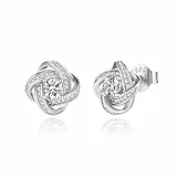 Jrêveinfini 925er Silber Love Knot Kleeblatt Ohrringe Damen, Ohrringe ohrstecker Silber Nickelfreie, Schmuck Geschenke Frauen Geburtstag Freundinnen Mütter Töchter Mama Muttertag Schwester