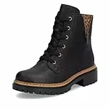 Rieker Damen Schnürstiefeletten 72617, Frauen Stiefeletten,schnürboots,reißverschluss,Boots,Stiefel,Bootee,Booties,schwarz (00),38 EU / 5 UK