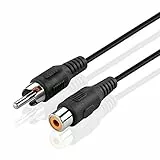 TNP Cinchkabel -Verlängerungskabel (Stecker auf -Buchse) Cinch auf Cinch abgeschirmtes Single Composite Adapterkabel Stecker auf Buchse, Audio-Video-Kabel, 1,8 m