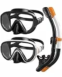 G2RISE Schnorchelset Erwachsene, Taucherbrille Erwachsene, Bequeme Taucherbrille mit Schnorchel mit Gehärteten Glaslinsen & Verbesserter Verstellbarer Schnalle für Schnorcheln, Tauchen, Schwimmen