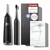 Uniquesmile Zahnaufhellung Whitening Strips Bundle mit Schallzahnbürste & Munddusche- Testsieger 2024-100 Tage risikofrei testen (40 Stück/Ultimate Black)