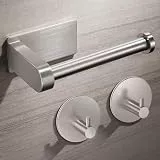 Aikzik Toilettenpapierhalter ohne Bohren, Klopapierhalter und 2 Stück Klebehaken, Edelstahl Klorollenhalter, Wc Papier Halterung Rollenhalter mit Kleber für Badzimmer