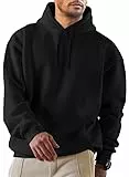 JMIERR Herren Hoodies mit Taschen Freizeit Kordelzug Pullovers Männer Lange Ärmel Kordelzug Sweatshirts 2024 Fashion Baumwolle Kapuzenpullover Schwarz XL