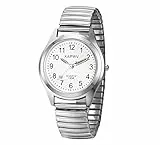 JewelryWe Herrenuhr Analog Quarz Partner Freundschaft Armbanduhr Elastisch Metall-Armband Ultradünne Herren Uhr mit Beleuchtenden Zeiger, Geschenk für Männer, Silber