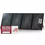 ELMAG Faltbares Solarpanel SOLAR 100 Monokristallines 100W Solarmodul für tragbare Powerstations 18V DC Solarpanel mit integrierten Stützfüßen Ideal für Outdoor, Camping & Wohnmobil