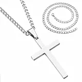 2 Stück Silber Halskette Kit, Männer Kreuz Kette Anhänger, Kubanische Kette, Schmuck für Herren Damen Liebhaber, Freund, Ehemann, Liebesgeschenk, Valentinstag