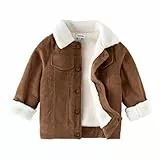 Volunboy Baby Jungen Cordjacke mit Sherpa-Innenfutter, Fleece Gefüttert Gepolsterte Corduroy Winterjacke(Größe 110,4–5 Jahre,Braun