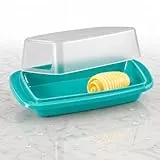Butterdose Kunststoff Butterdose mit Deckel für 250g Butter spülmaschinenfest | BPA frei Butterbox für Kühlschrank mit Sichtstreifen rutschhemmender Sichtdeckel 2 teilig | butterdosen butter dish