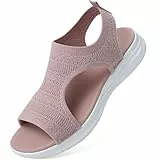 VTASQ Sommer waschbare Slingback orthopädische Rutsche Sport Sandalen Damen Bequeme orthopädische Sandalen für atmungsaktive Sport Strick Sandalen, Mesh Weiche Sohle Casual Damenschuhe Rosa 38EU