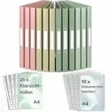 ACROPAQ - 12 x Ringbuch A4 - Inkl. 10 x Dokumententasche, 25 x Klarsichthüllen und 12 x Rückenetiketten, Mit 2 Ringen, Rückenbreite 2,5 cm, Erde, 'Nature' Farbkollektion - Ringhefter, Ringordner