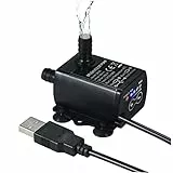 Decdeal 4.8W USB Tauchpumpe Aquariumpumpe Förderpumpe Brunnenpumpe mit Fluss-Einstellung 300L/H, Max Höhe 3 Meter, Inkl. Filter