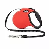 DDOXX Hundeleine Ausziehbar - Stabile Reflektierende Nylonstreifen Hundeleine Bissfest - Rollleine Break & Lock System - S (Rot)