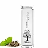 amapodo Teeflasche Ersatz Glas doppelwandig - Ersatzglas Tee Flasche einzeln 400ml - Ersatzflasche Glasflasche