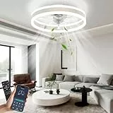 Nalezuns LED Deckenventilator mit Beleuchtung, 50cm,Weiß, Ventilator Deckenleuchte, 3 Farbtemperatur und 6 Geschwindigkeiten Deckenventilator mit Lampe, Lampe für Wohnzimmer