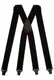 Olata Heavy Duty Hosenträger X-Form mit überkreuzten Trägern/Flughafenfreundliche Herren Hosenträger mit Plastik-Clips – 4cm. Schwarz