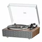 All in One Plattenspieler mit Integrierten Lautsprecher,Bluetooth HiFi Schallplattenspieler mit Magnetischer Kartusche AT-3600L,Phono-Vorverstärker,33/45U/min,2-Gang,Riemenantrieb,AUX IN/RCA Out