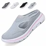 Acfoda Slip On Hausschuhe Damen Leichte Atmungsaktive Pantoletten Pantoffeln Sommer Frauen Outdoor Sports Freizeit Walking Schuhe Low Top mit Antirutsch Foam Sohle Grau 37