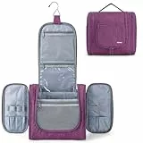 Narwey Kulturtasche Damen Gross, Kulturbeutel zum Aufhängen, Groß Waschtasche Kulturbeutel Herren, Make up Organizer Tasche für Reise, Travel Essentials Accessoires Geschenke für Frauen (Lila)